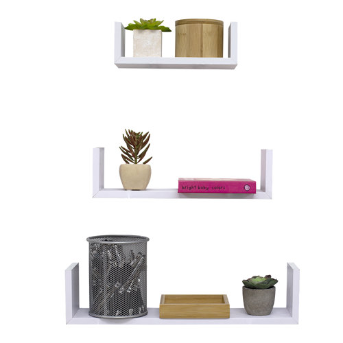 Ebern Designs Akiem 3 Piece Floating Shelf with Adjustable Shelves